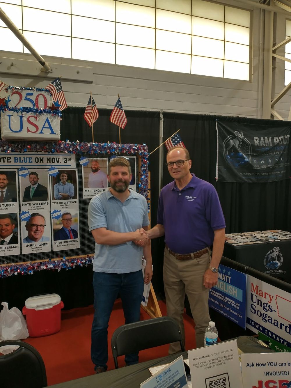 Bob Gertsen at the county Democrats booth